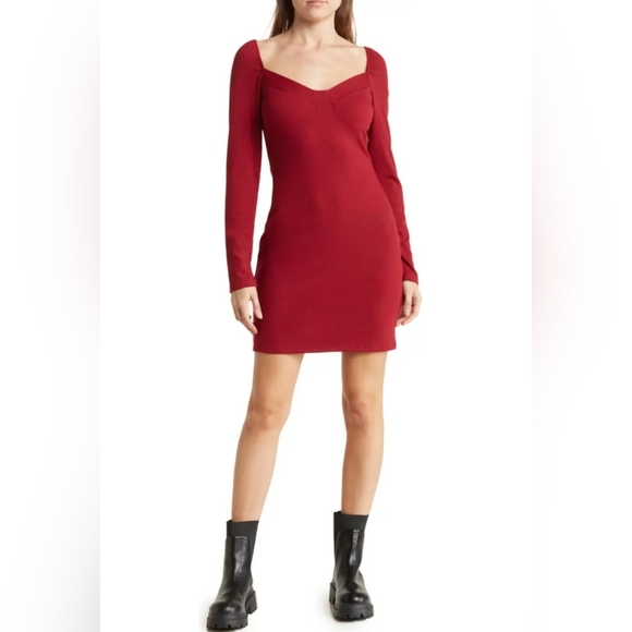 Bustier Long Sleeve Mini Dress-GOOD LUCK GEM - Picture 1 of 2
